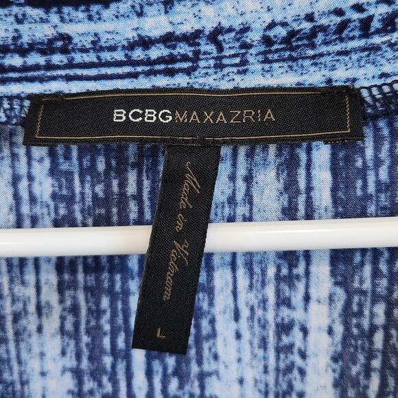 BCBG Maxazria Sleeveless V-Neck Jersey Faux Wrap Dress Retro Blue Size Large - Picture 6 of 7